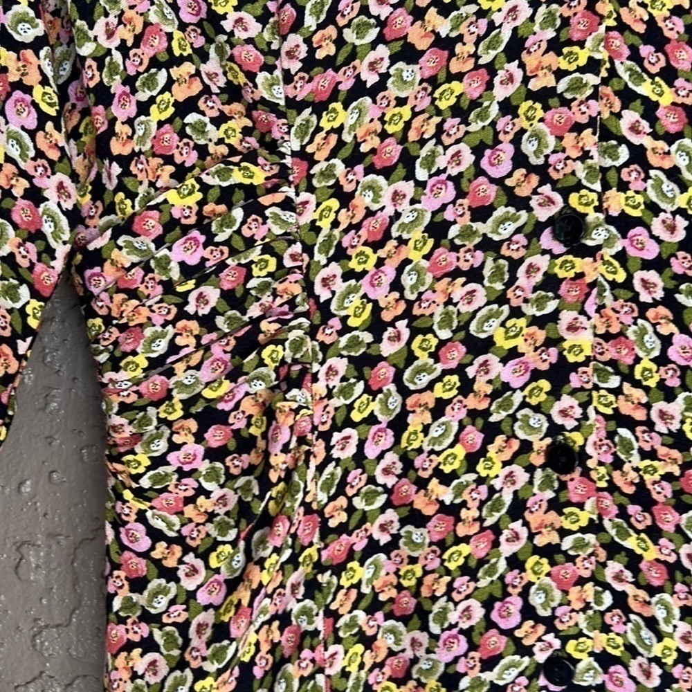 Zara Floral Print Button Front Mini Shirt Dress - Picture 5 of 14